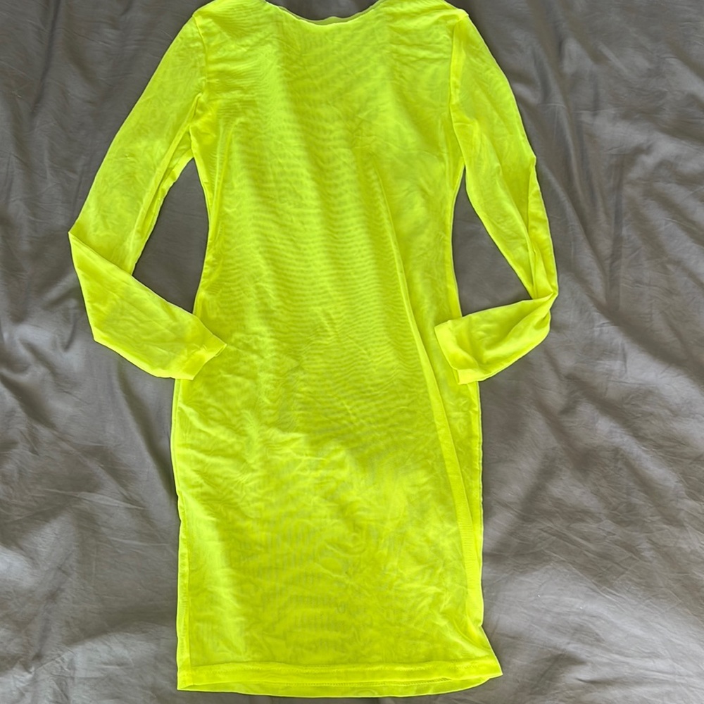 Neon yellow mesh dress
